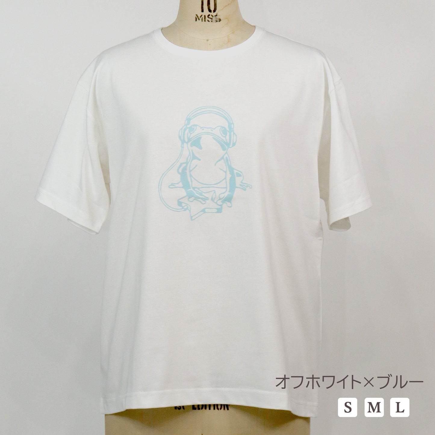 ヘッドホンカエルプリントTシャツ【小柄女性向け 小さいサイズ対応】